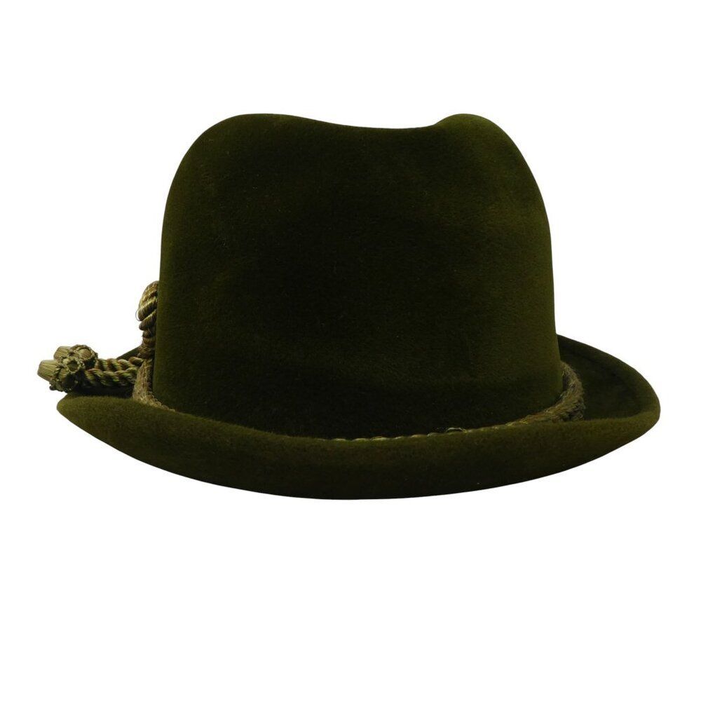 Vintage P&C Habig Vienna Ventilo John Helmer Green Velvet Rope Detail Fedora Hat - Picture 5 of 10
